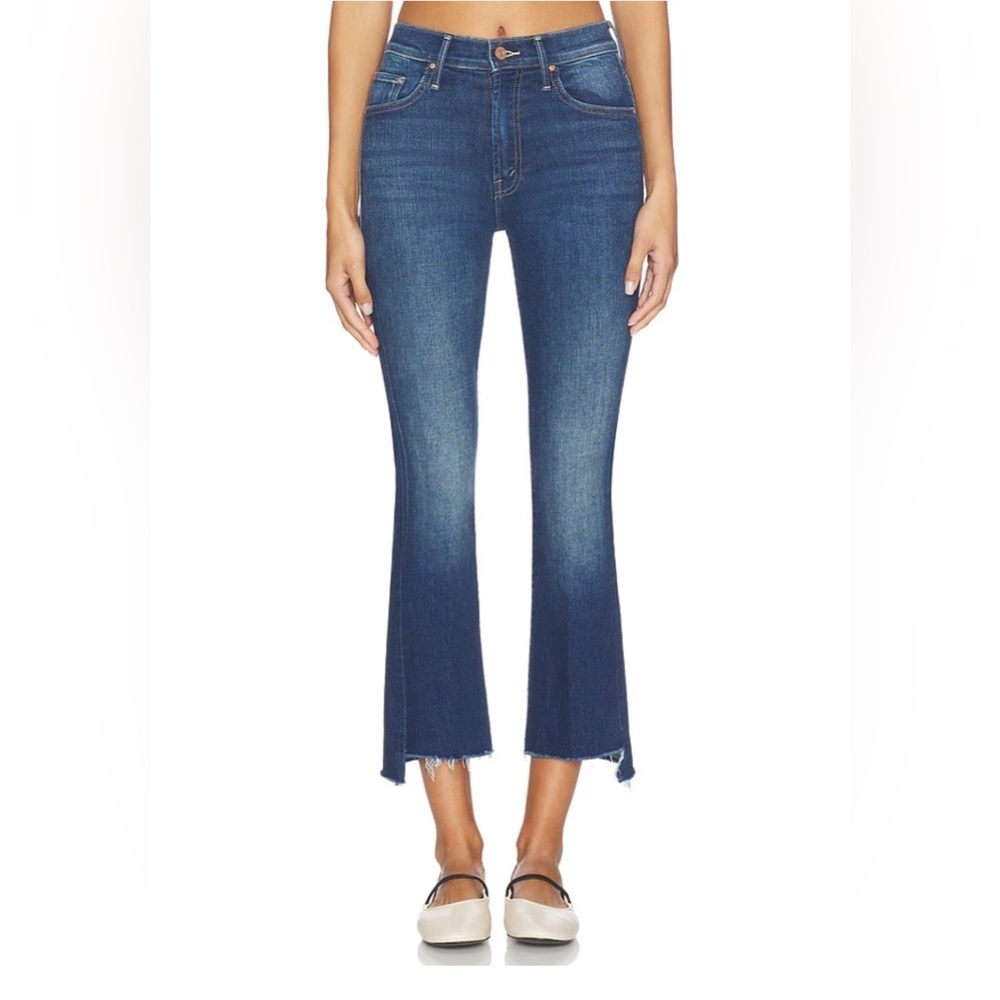MOTHER The Insider Crop Step Fary Dark Blue Denim Troublemaker Ankle Jeans | 25
